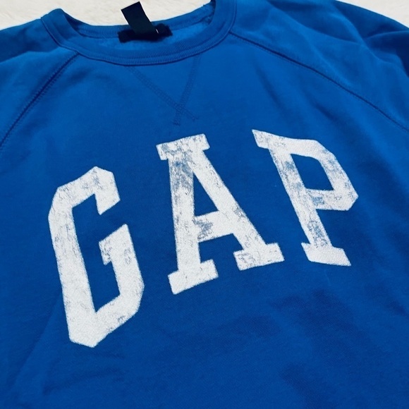 Gap Kids Blue Crewneck Long Sleeve Graphic Logo Pullover Sweatshirt Size Large - Picture 2 of 6